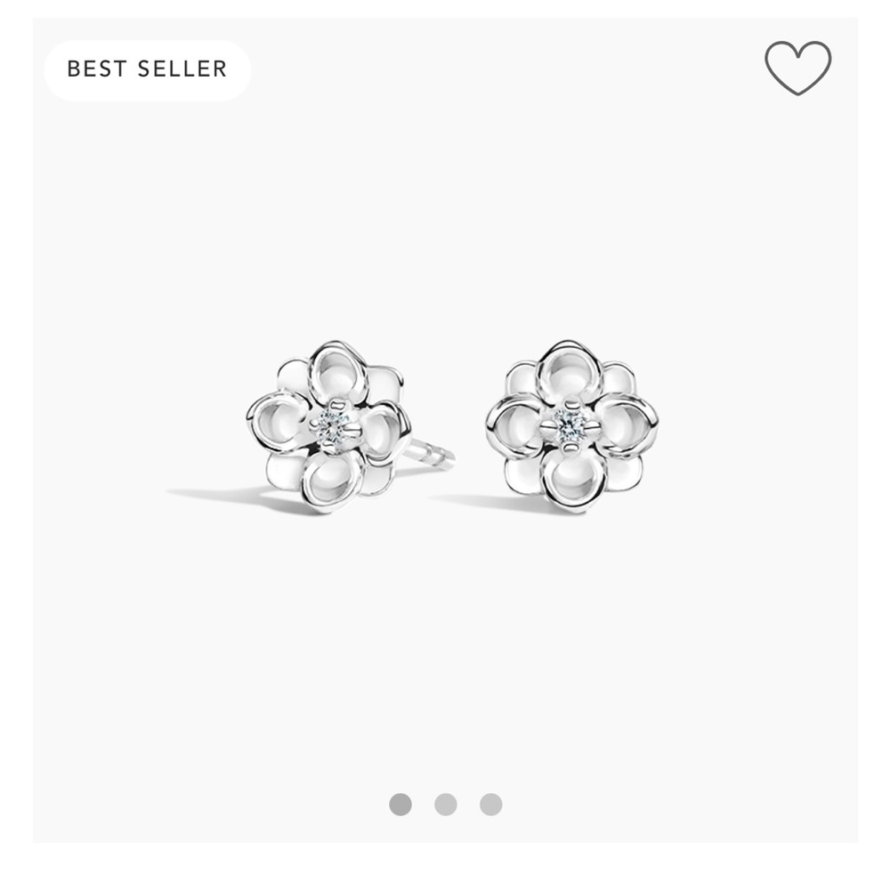 Brilliant Earth Silver Magnolia Diamond Earrings